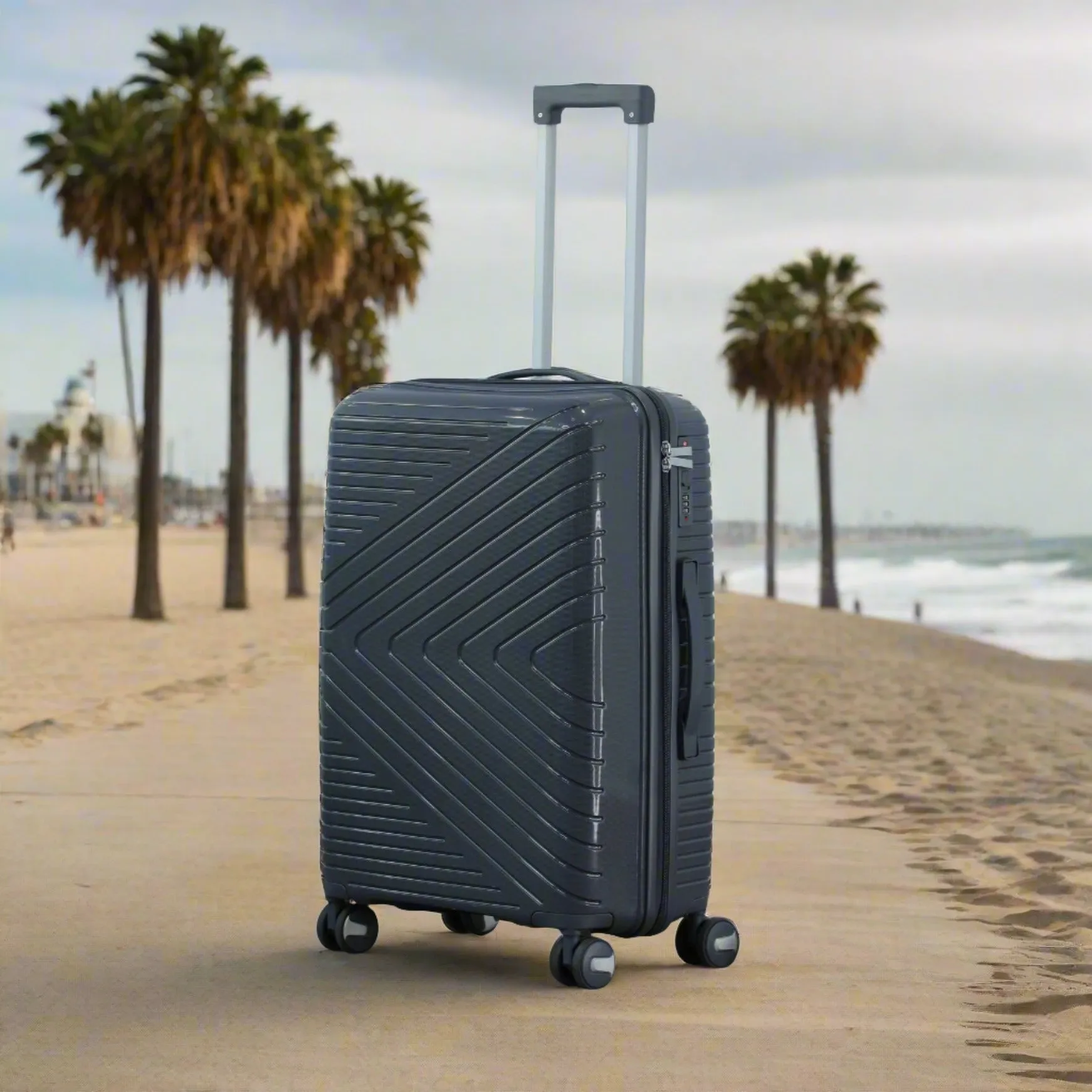 24 Inch Crossline PP Unbreakable Luggage Bag With Double Spinner Wheel