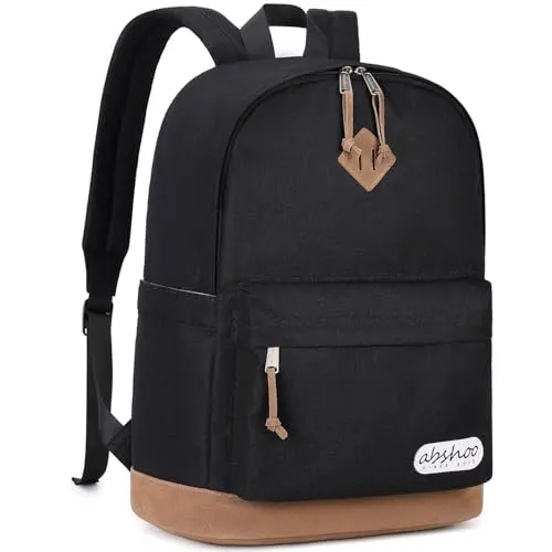 abshoo Classical Basic Bookbag Travel Laptop Backpack For Men and Women College Water Resistant School Backpack With USB Charging Port (Black)