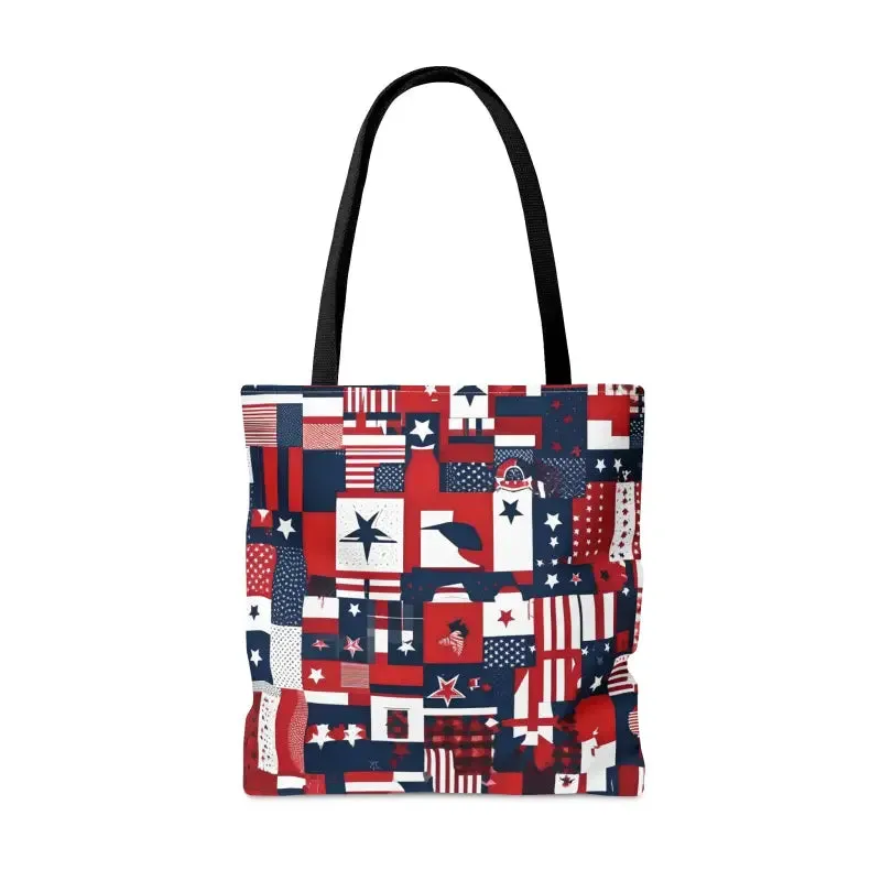 American Flag Tote Black Cotton Handles Timeless Appeal