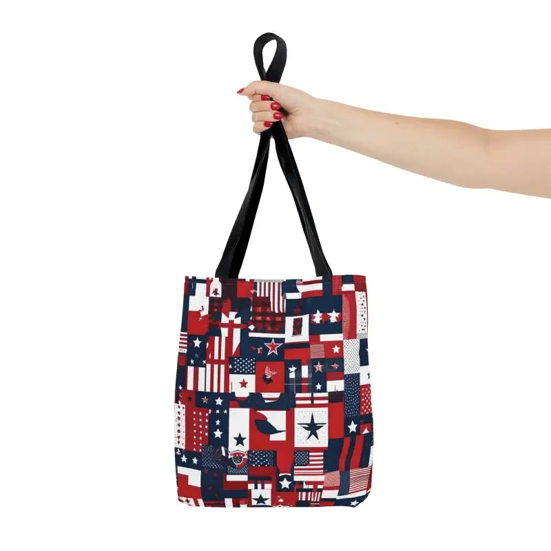 American Flag Tote Black Cotton Handles Timeless Appeal