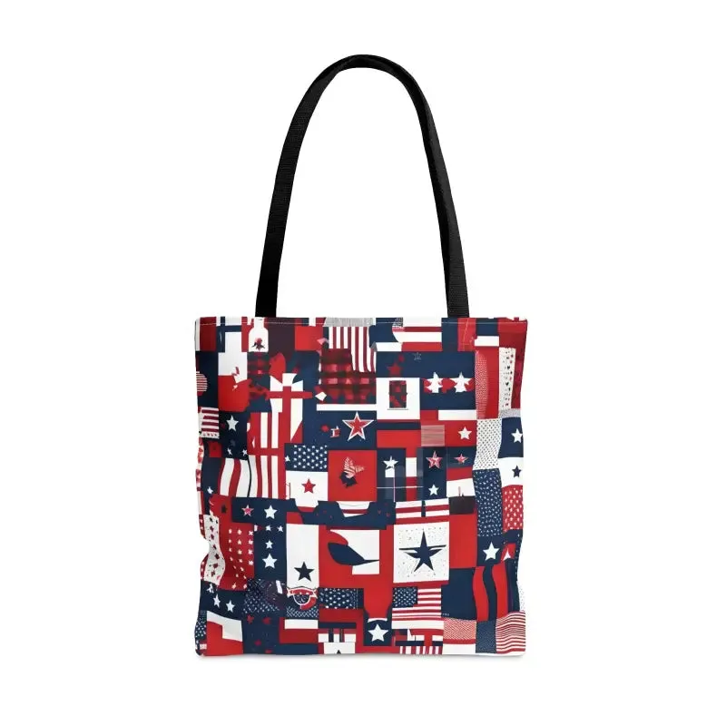 American Flag Tote Black Cotton Handles Timeless Appeal