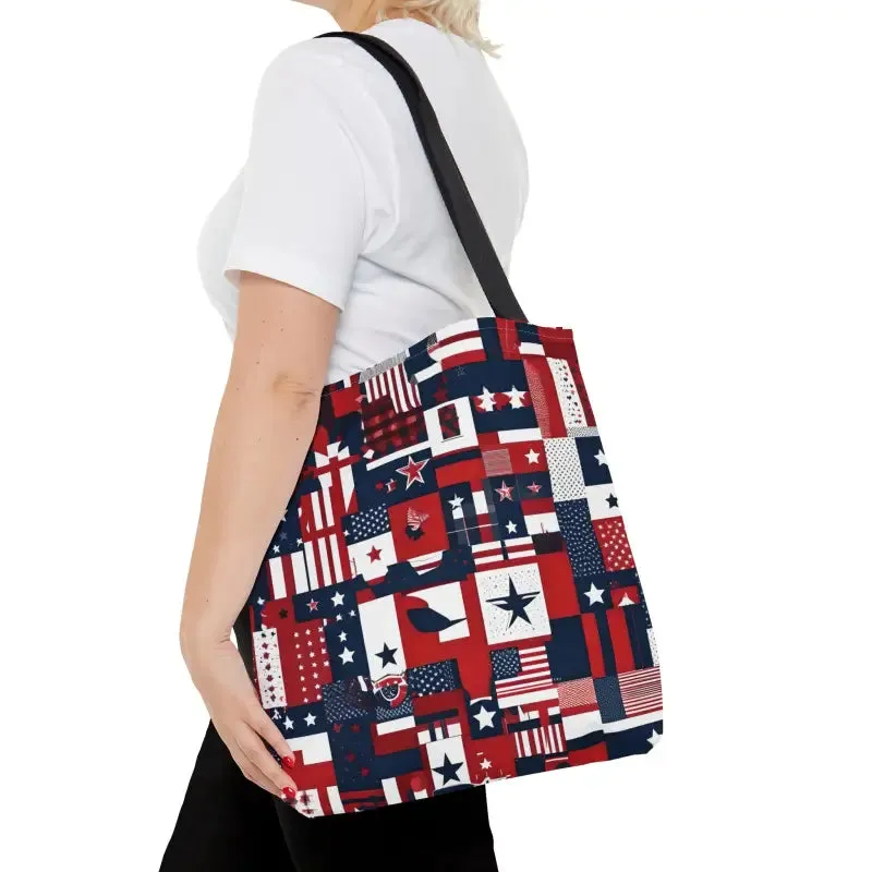 American Flag Tote Black Cotton Handles Timeless Appeal