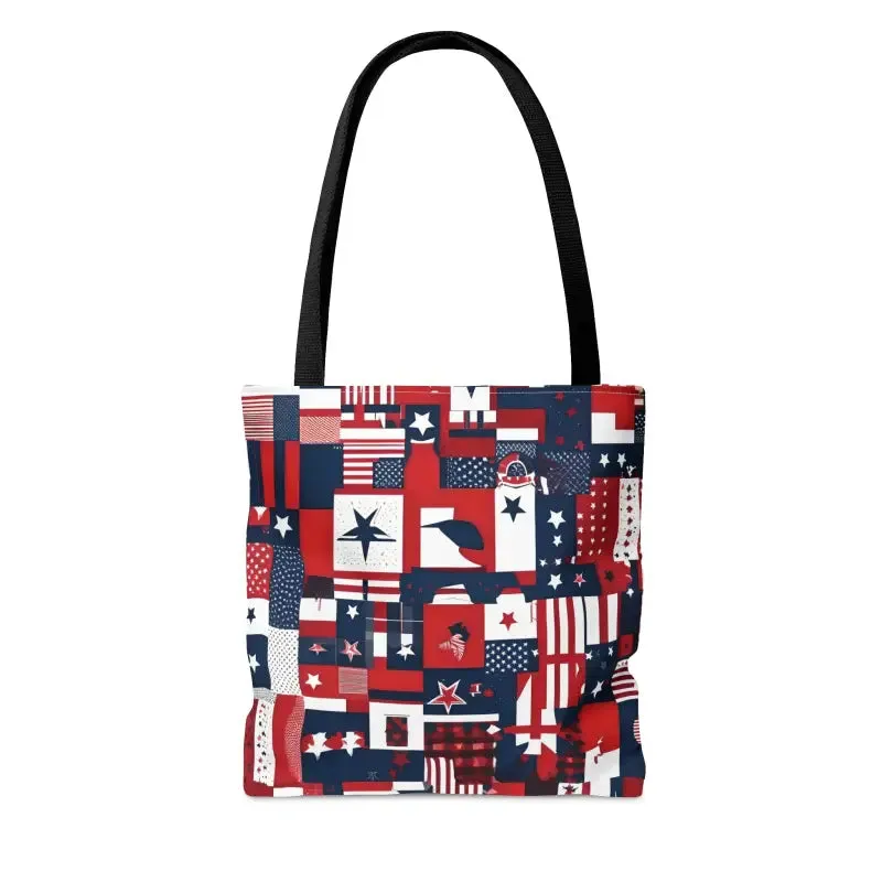 American Flag Tote Black Cotton Handles Timeless Appeal