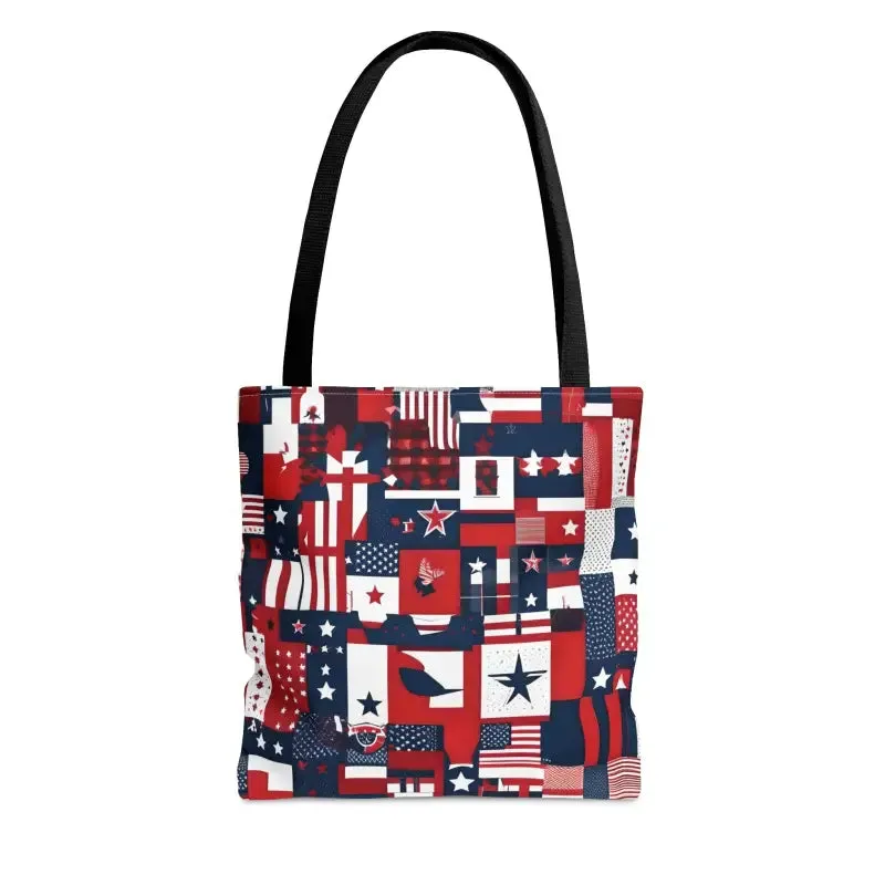 American Flag Tote Black Cotton Handles Timeless Appeal