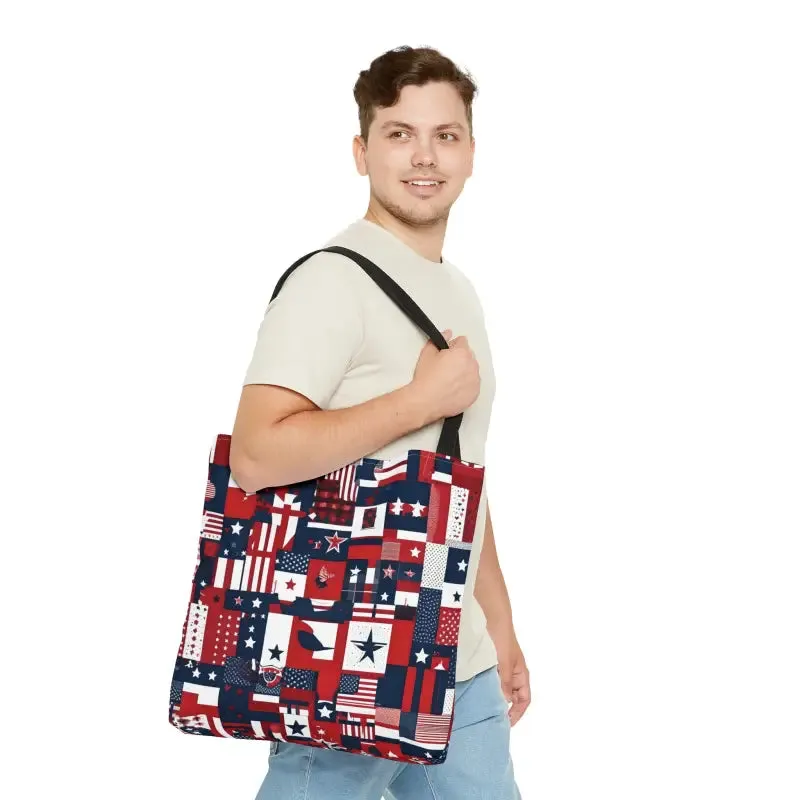American Flag Tote Black Cotton Handles Timeless Appeal