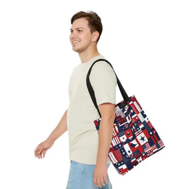 American Flag Tote Black Cotton Handles Timeless Appeal