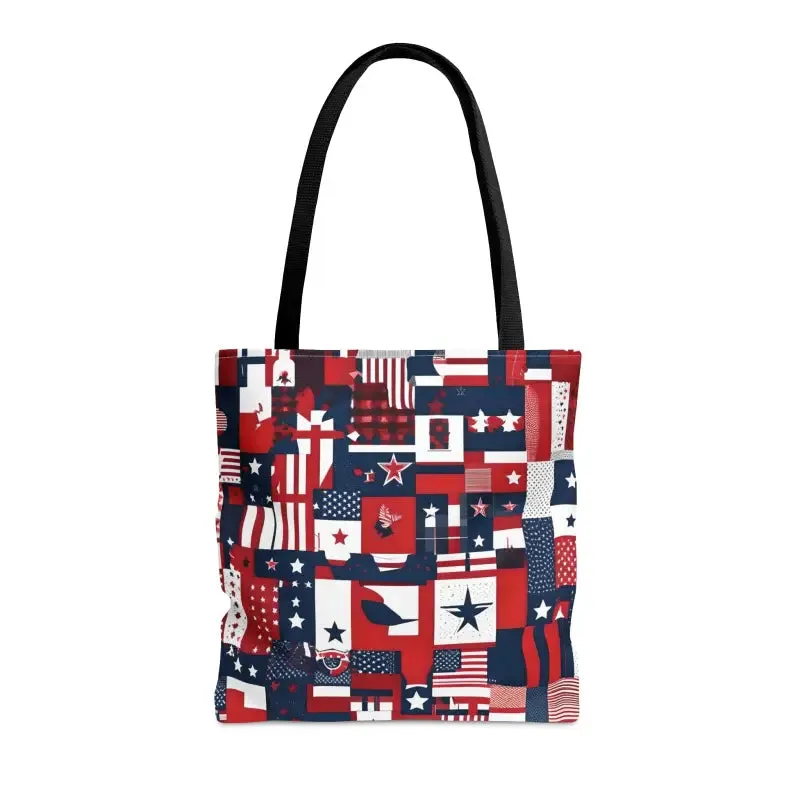 American Flag Tote Black Cotton Handles Timeless Appeal