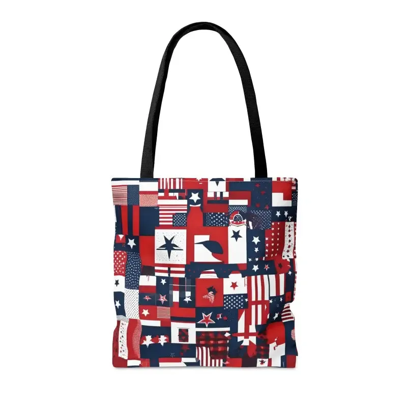 American Flag Tote Black Cotton Handles Timeless Appeal