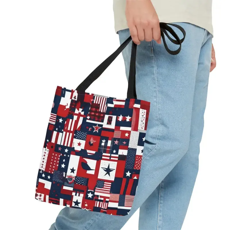 American Flag Tote Black Cotton Handles Timeless Appeal