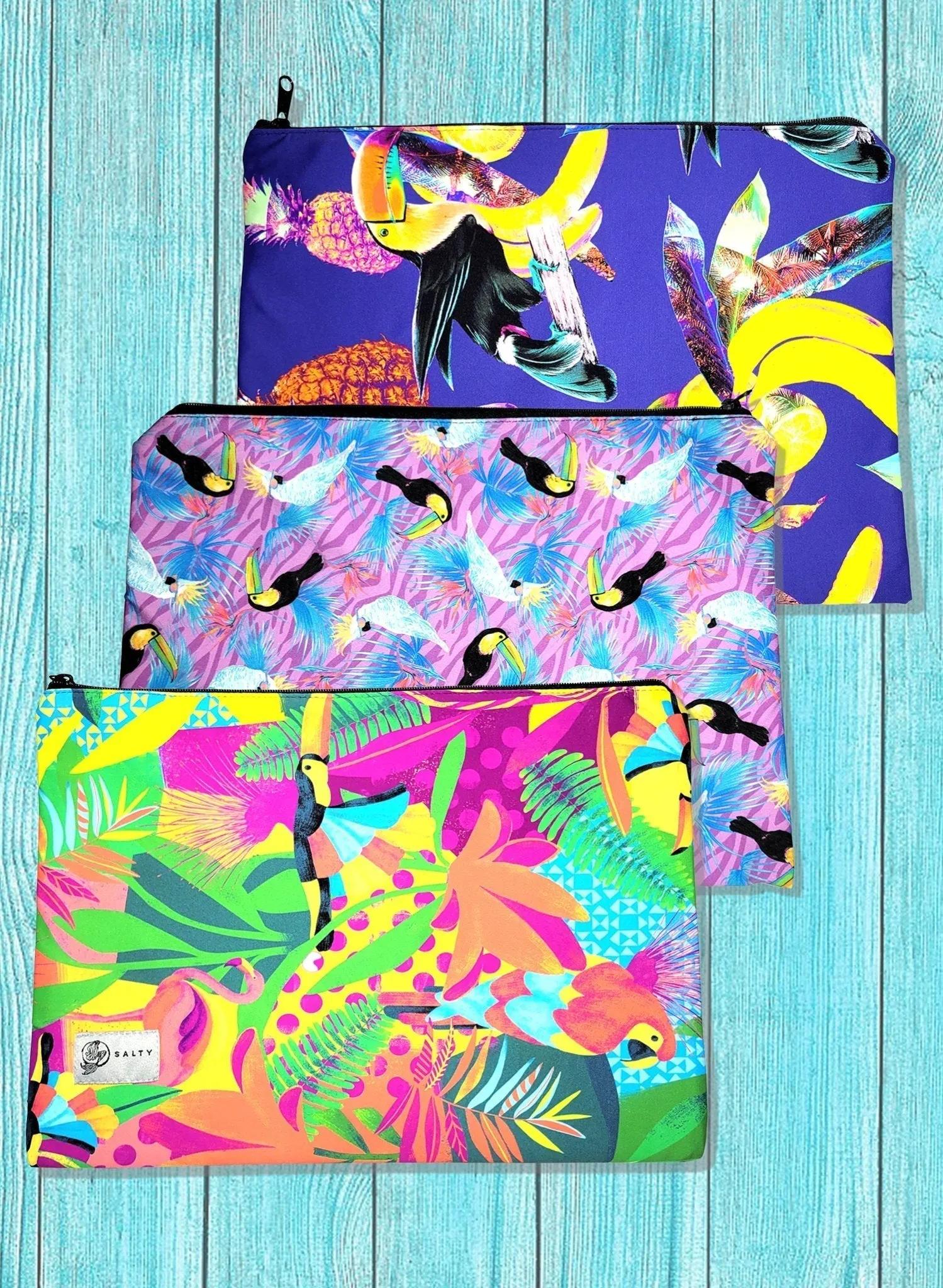 Bikini Bag Zipper Tote - Neon Leopard