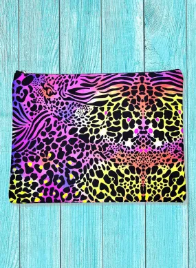 Bikini Bag Zipper Tote - Neon Leopard
