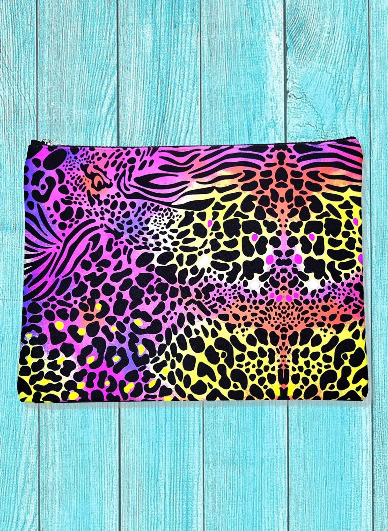Bikini Bag Zipper Tote - Neon Leopard