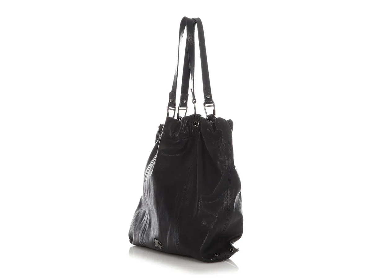 Burberry Black Leather Packable Tote