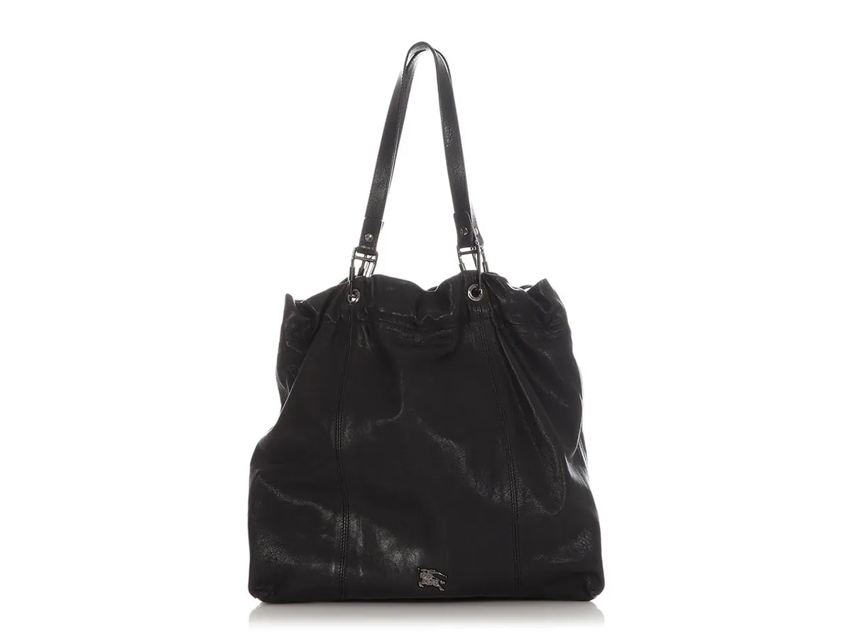 Burberry Black Leather Packable Tote