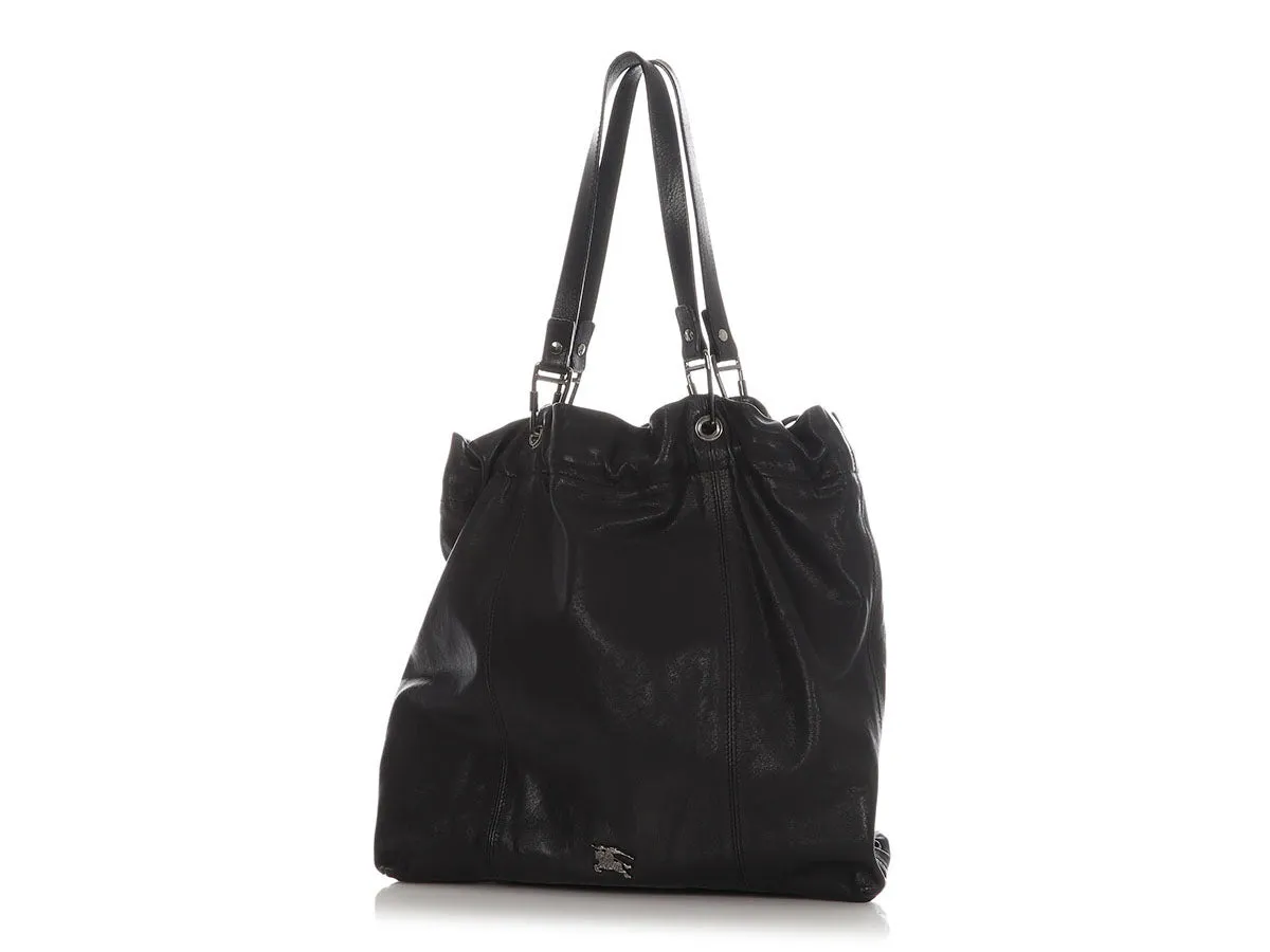 Burberry Black Leather Packable Tote