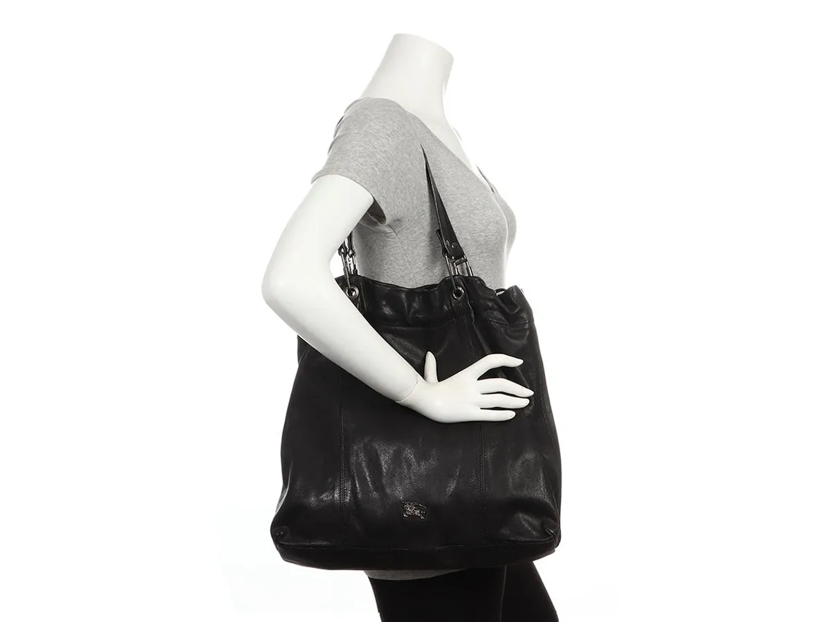 Burberry Black Leather Packable Tote