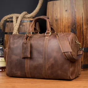 Crazy Horse Genuine Leather Travel Bag Men Vintage Travel Duffel Bags Cow Leather Carry On