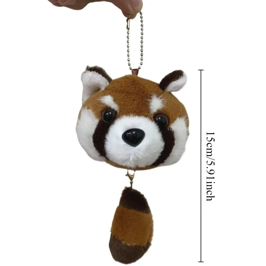 Cute Red Panda Plush Backpack Plushie Doll Crossbody Fur Soft Shoulder Bag Keychains