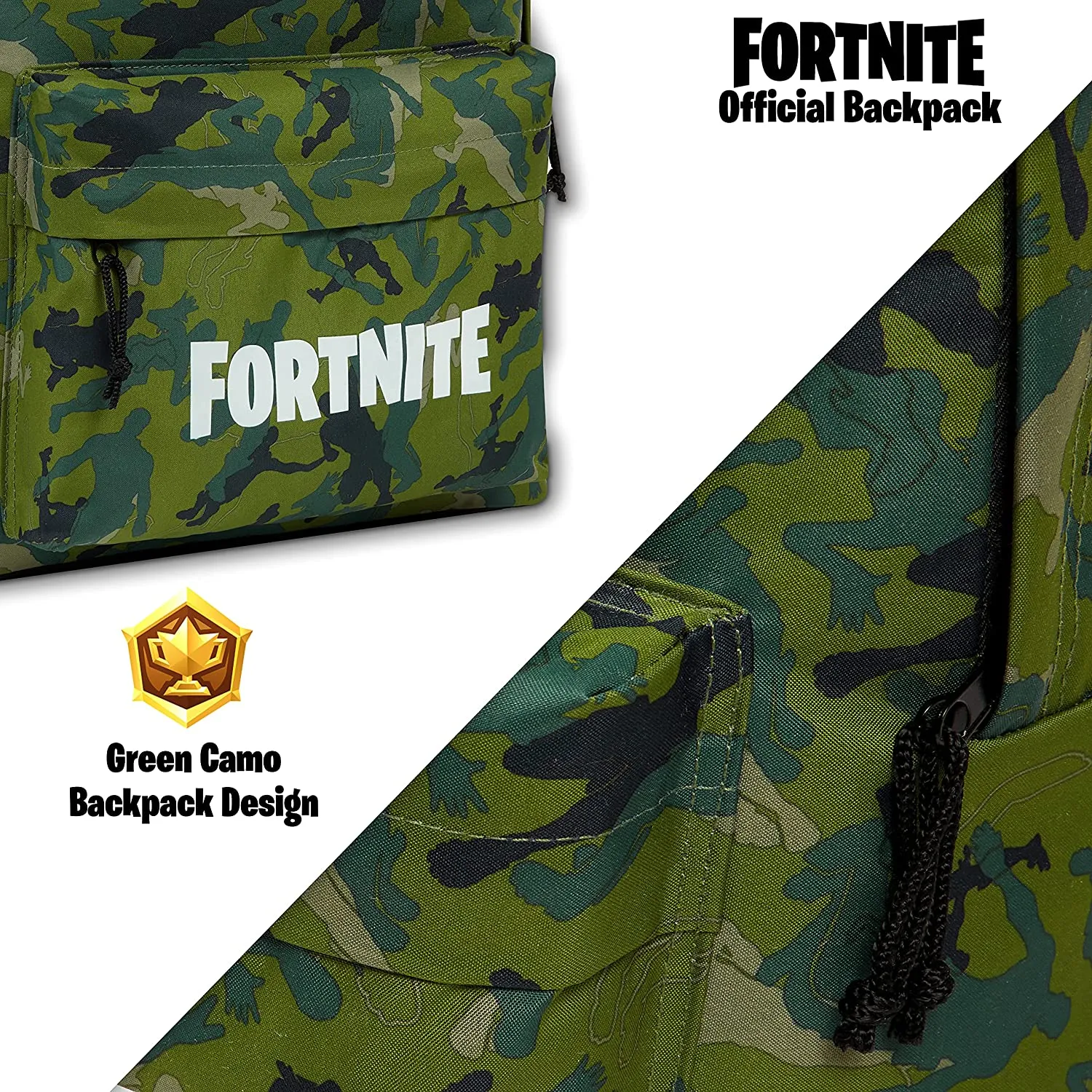 Fortnite Green Backpack, School Bag, Large Rucksack for Kids, Fortnite Gifts for Boys