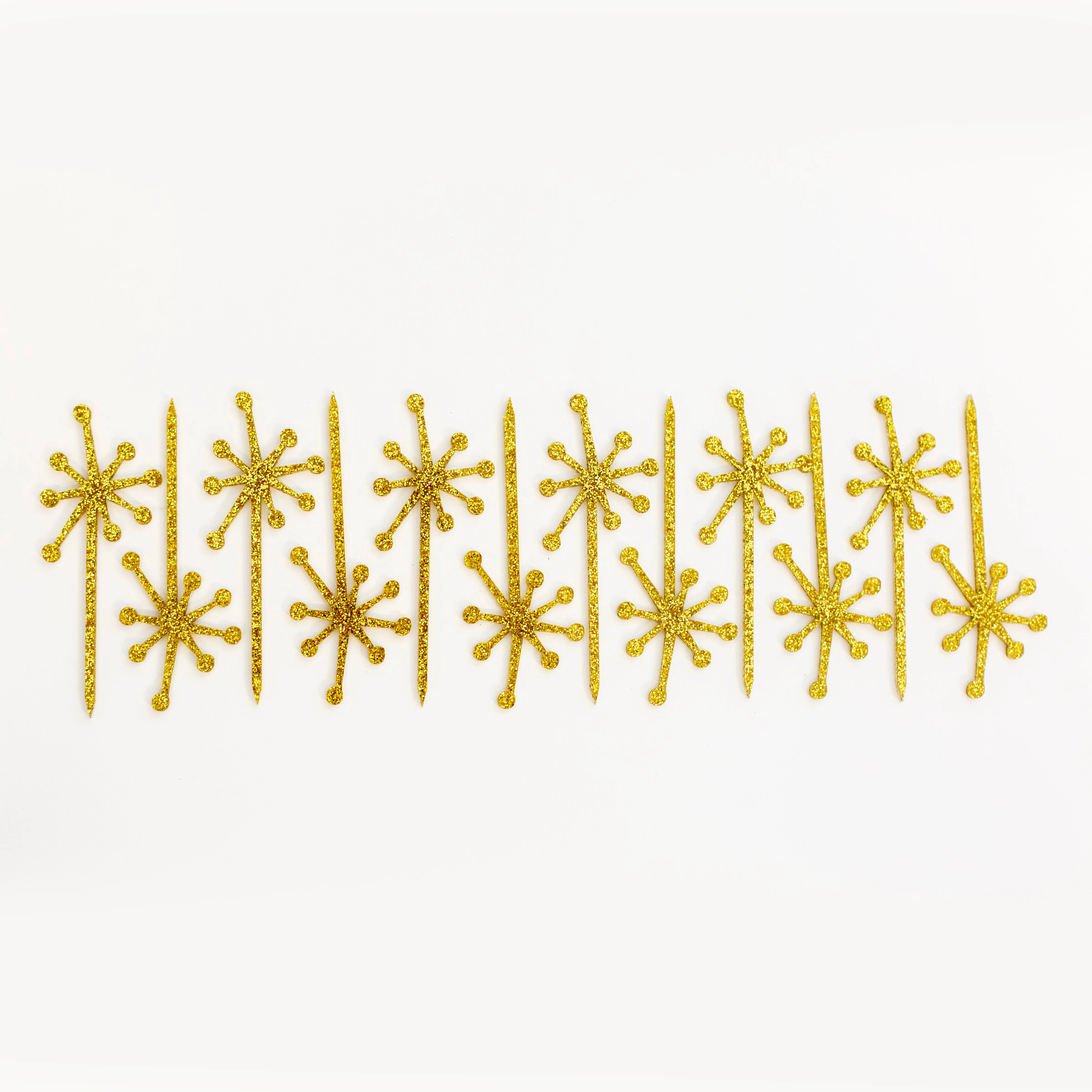 Gold Glitter Starburst Acrylic Cocktail Picks