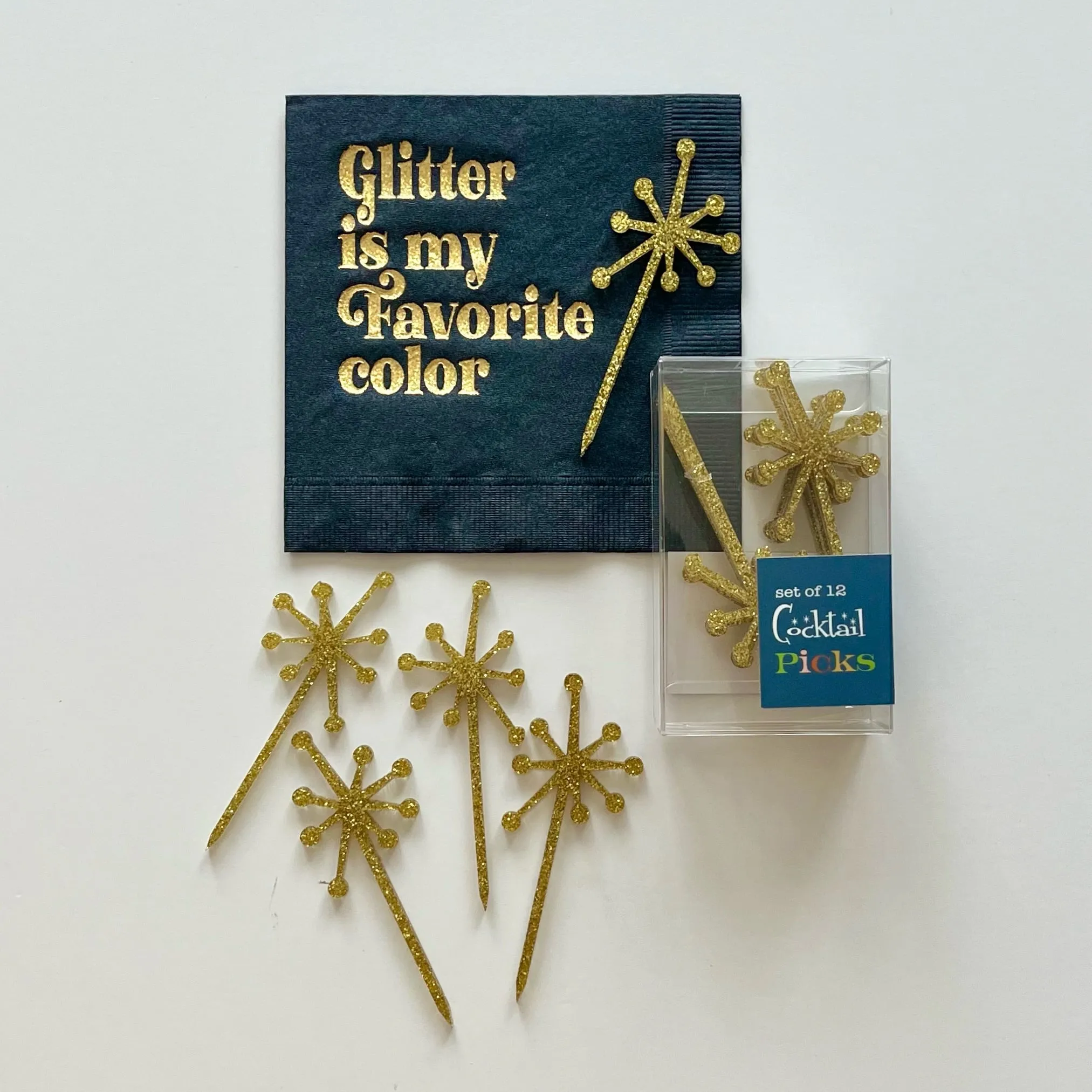 Gold Glitter Starburst Acrylic Cocktail Picks