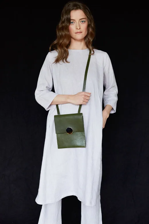 Green Cross Body Leather Travel Bag
