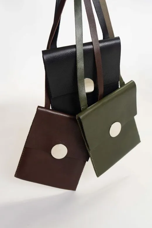 Green Cross Body Leather Travel Bag
