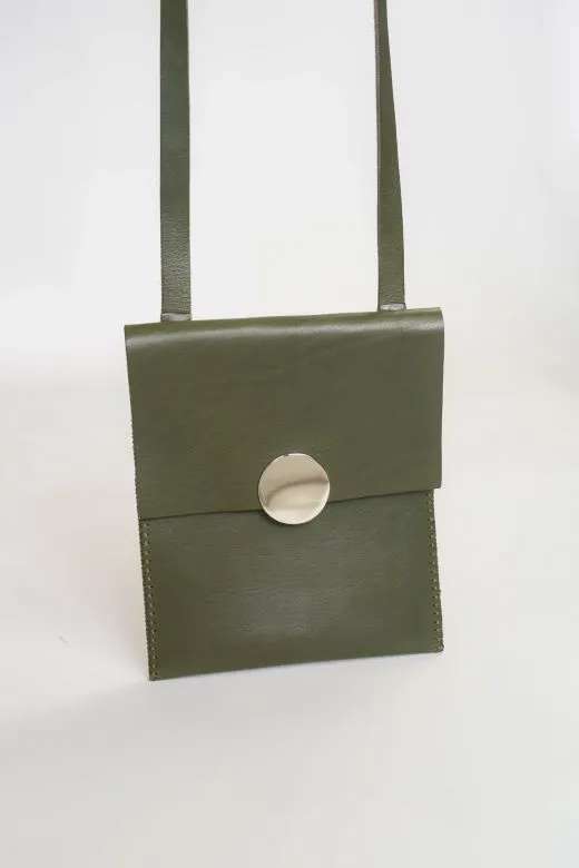 Green Cross Body Leather Travel Bag