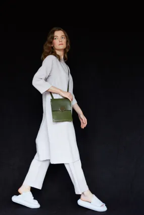 Green Cross Body Leather Travel Bag