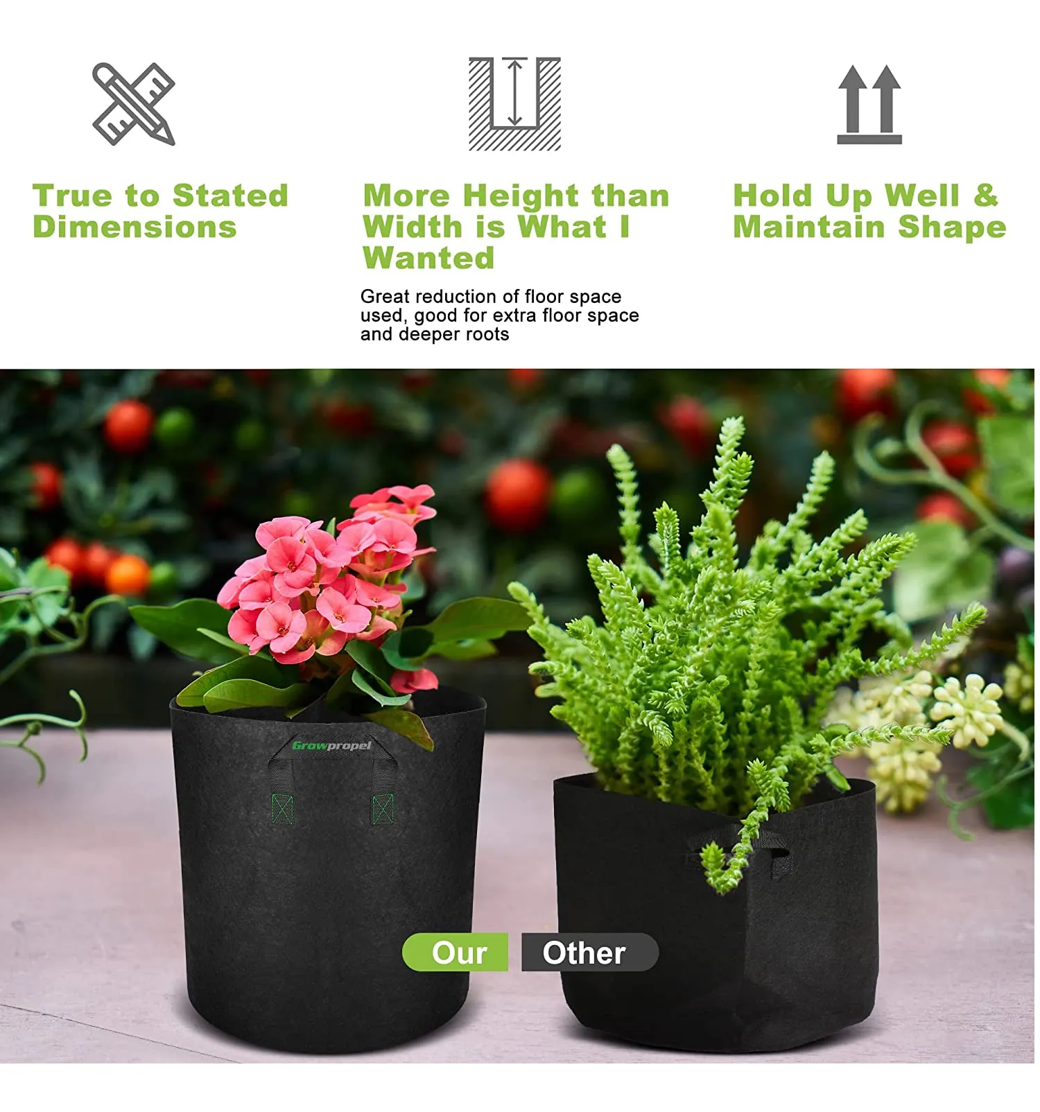 Growpropel 10 US Gallon 6 Pack Grow Bags