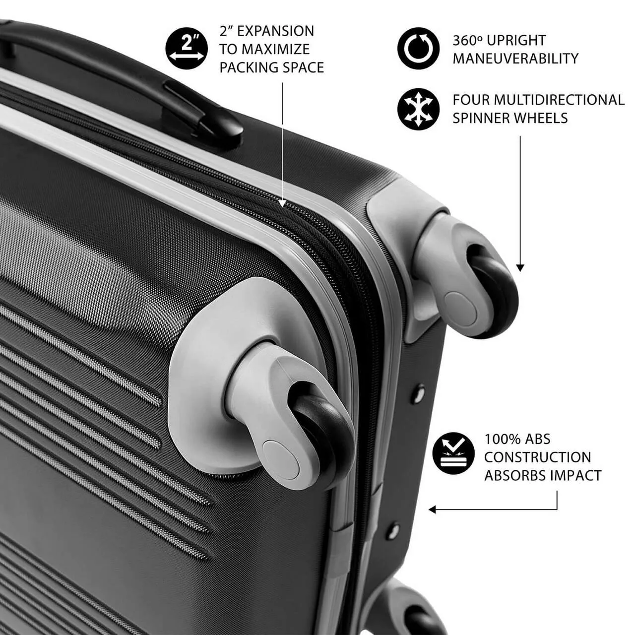 Jets Carry On Spinner Luggage | New York Jets Hardcase Two-Tone Luggage Carry-on Spinner in Black