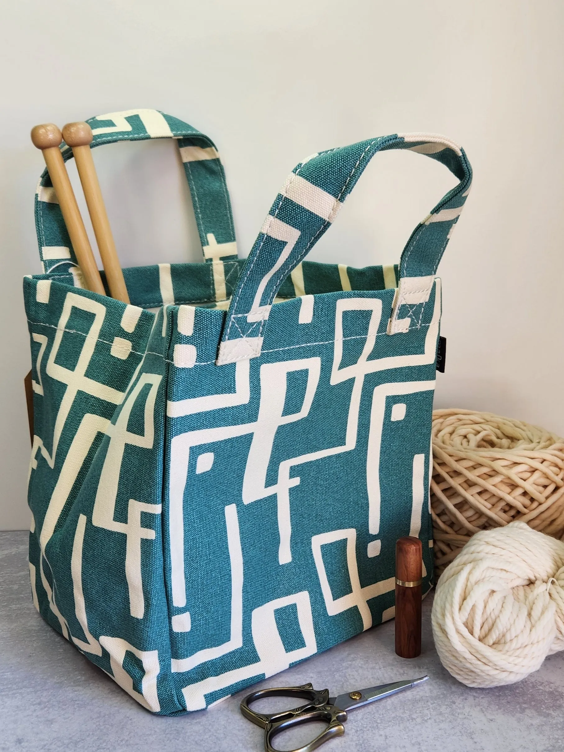 Knitting Project Bag, Lunch Tote, Malibu