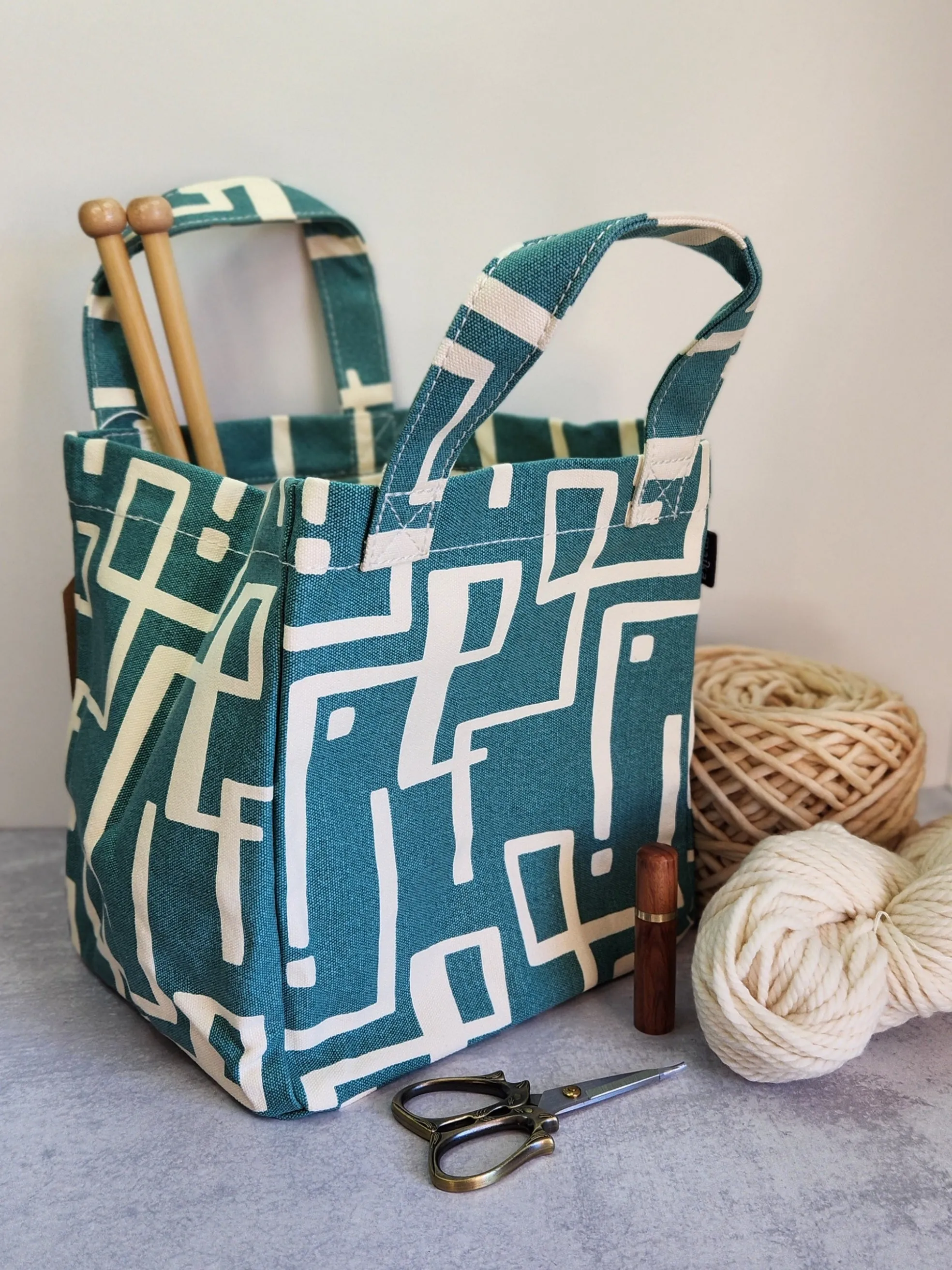 Knitting Project Bag, Lunch Tote, Malibu