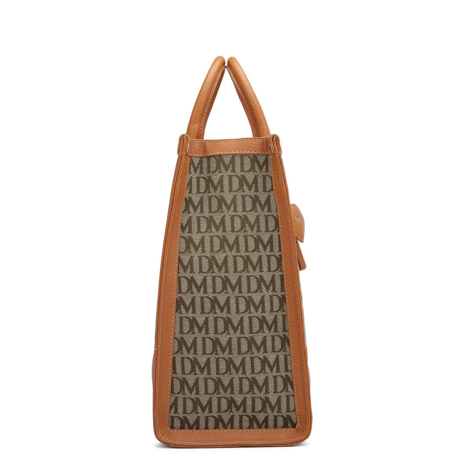 Large Canvas Wax Leather Book Tote - Orange