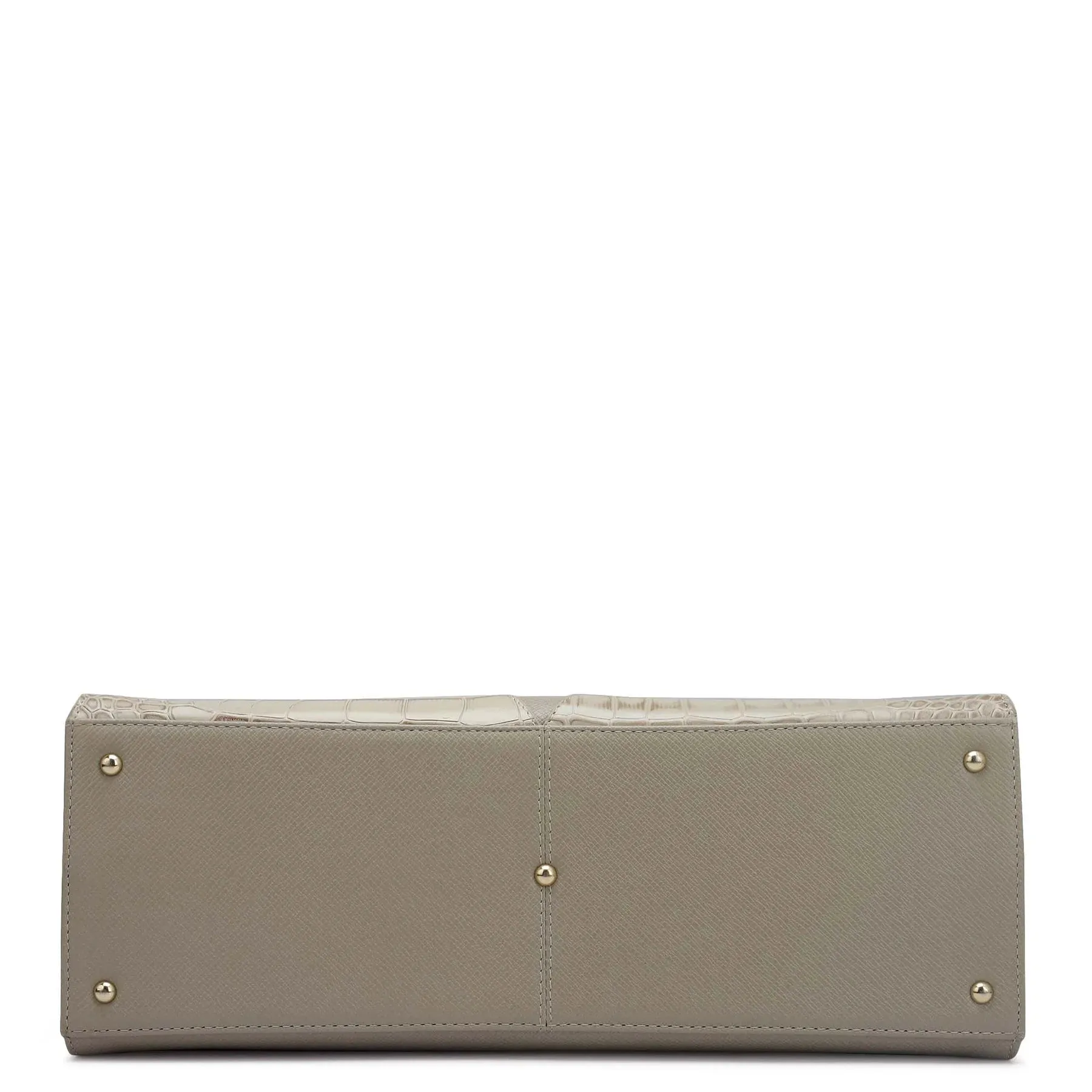 Medium Croco Franzy Leather Book Tote - Frost