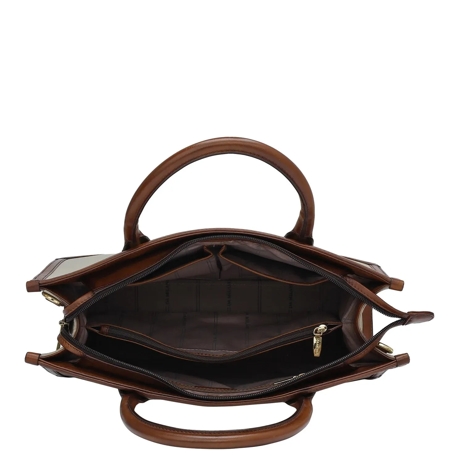 Medium Wax Leather Book Tote - Khaki