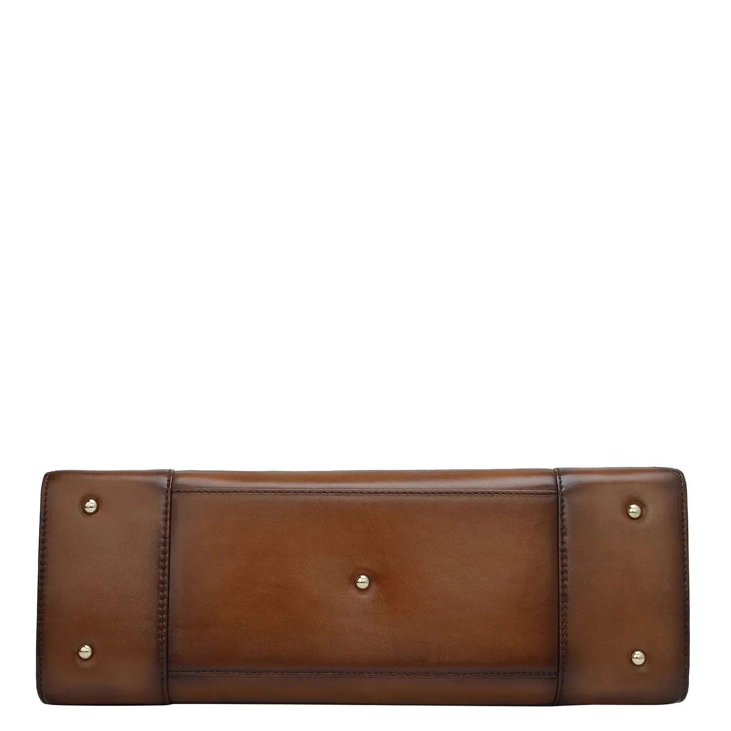 Medium Wax Leather Book Tote - Khaki