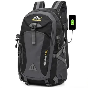 Men's Women's 40L Waterproof Backpack USB Climbing Travel Bag Men Outdoor Sports Camping Hiking