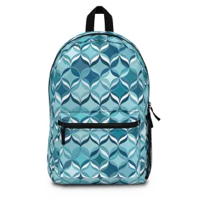 Modern Chic Aqua and Cream Geometric Pattern Lightweight Stylish Durable Backpack (Made in USA)