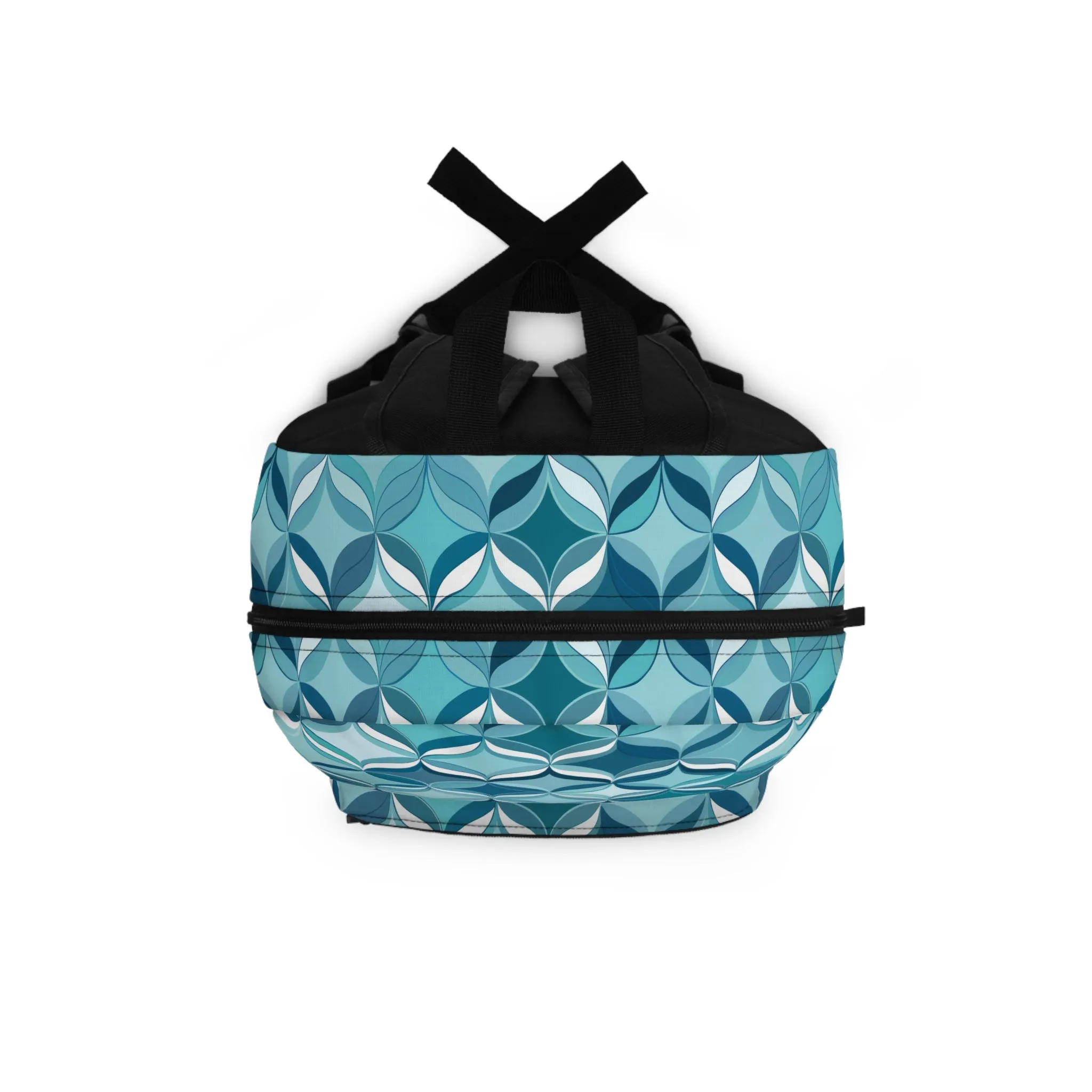 Modern Chic Aqua and Cream Geometric Pattern Lightweight Stylish Durable Backpack (Made in USA)
