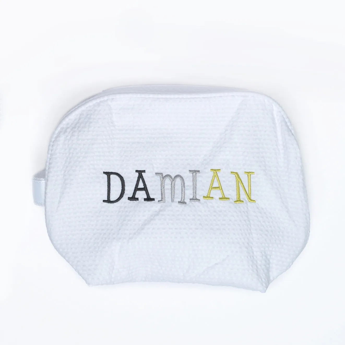 Personalized Seersucker White Traveler Pouch