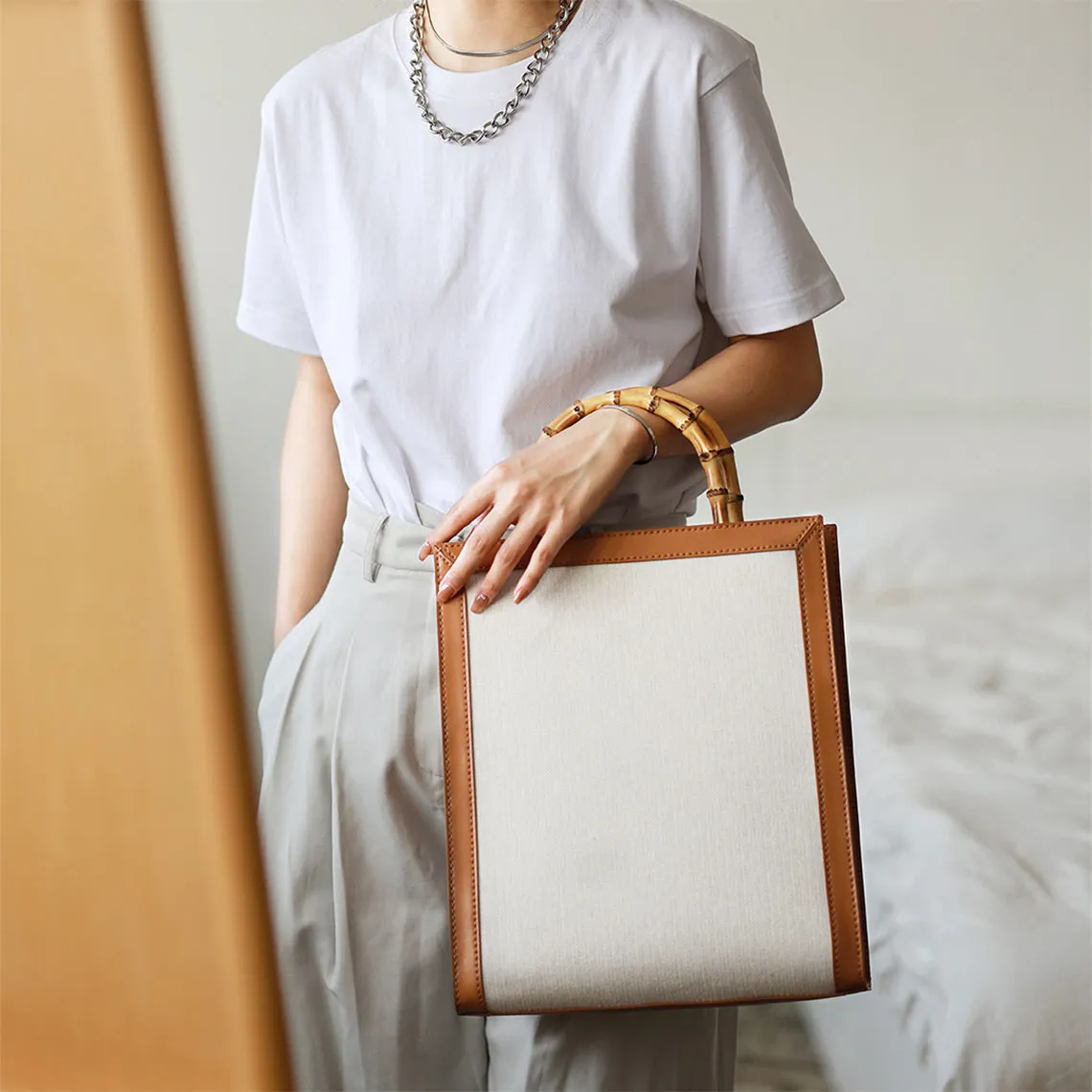 POPSEWING® Leather Dustbag Recycle Bamboo Handles Bag DIY Kit