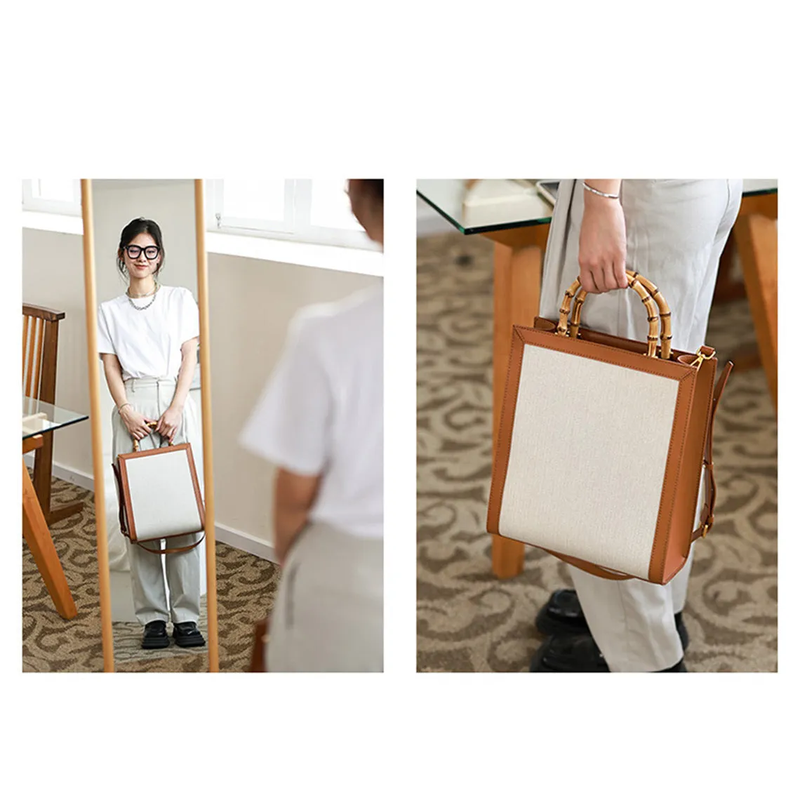 POPSEWING® Leather Dustbag Recycle Bamboo Handles Bag DIY Kit