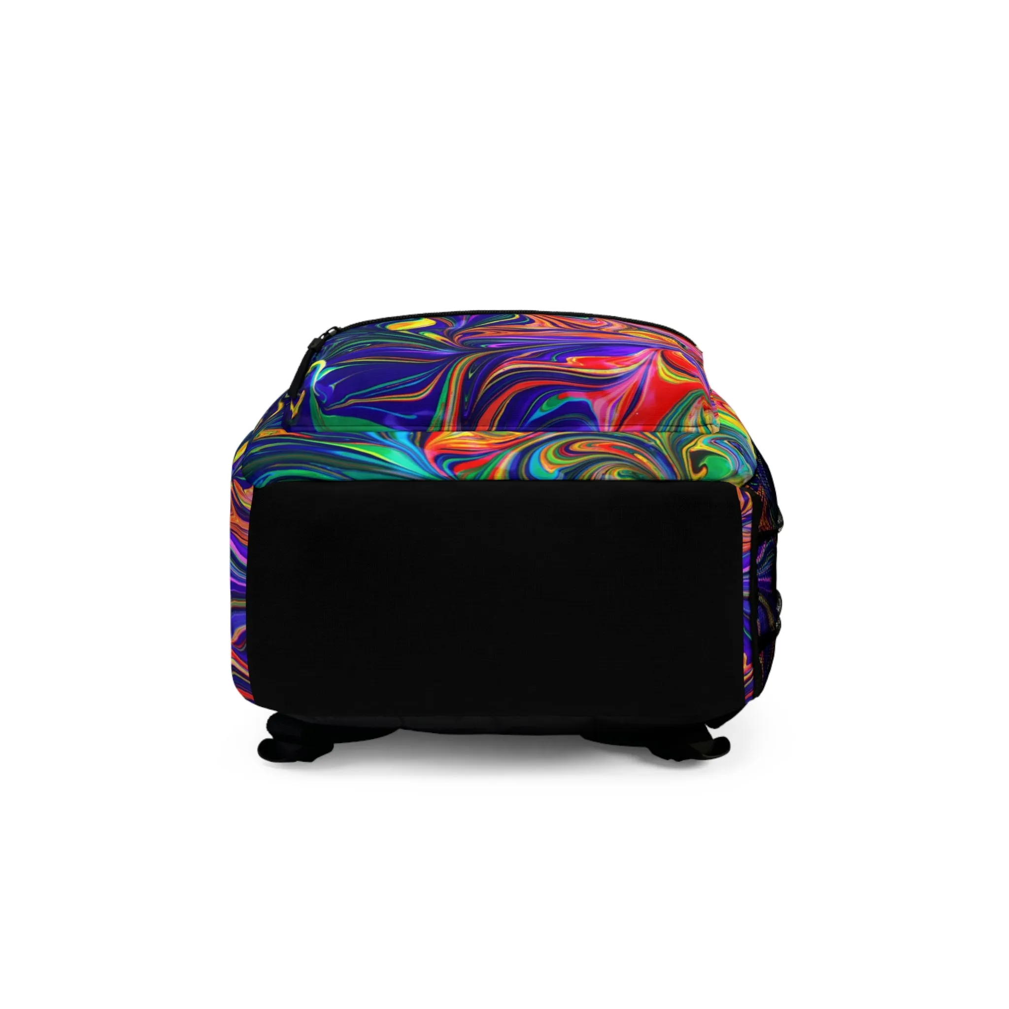 Rainbow Abstract Swirl Print Lightweight Backpack