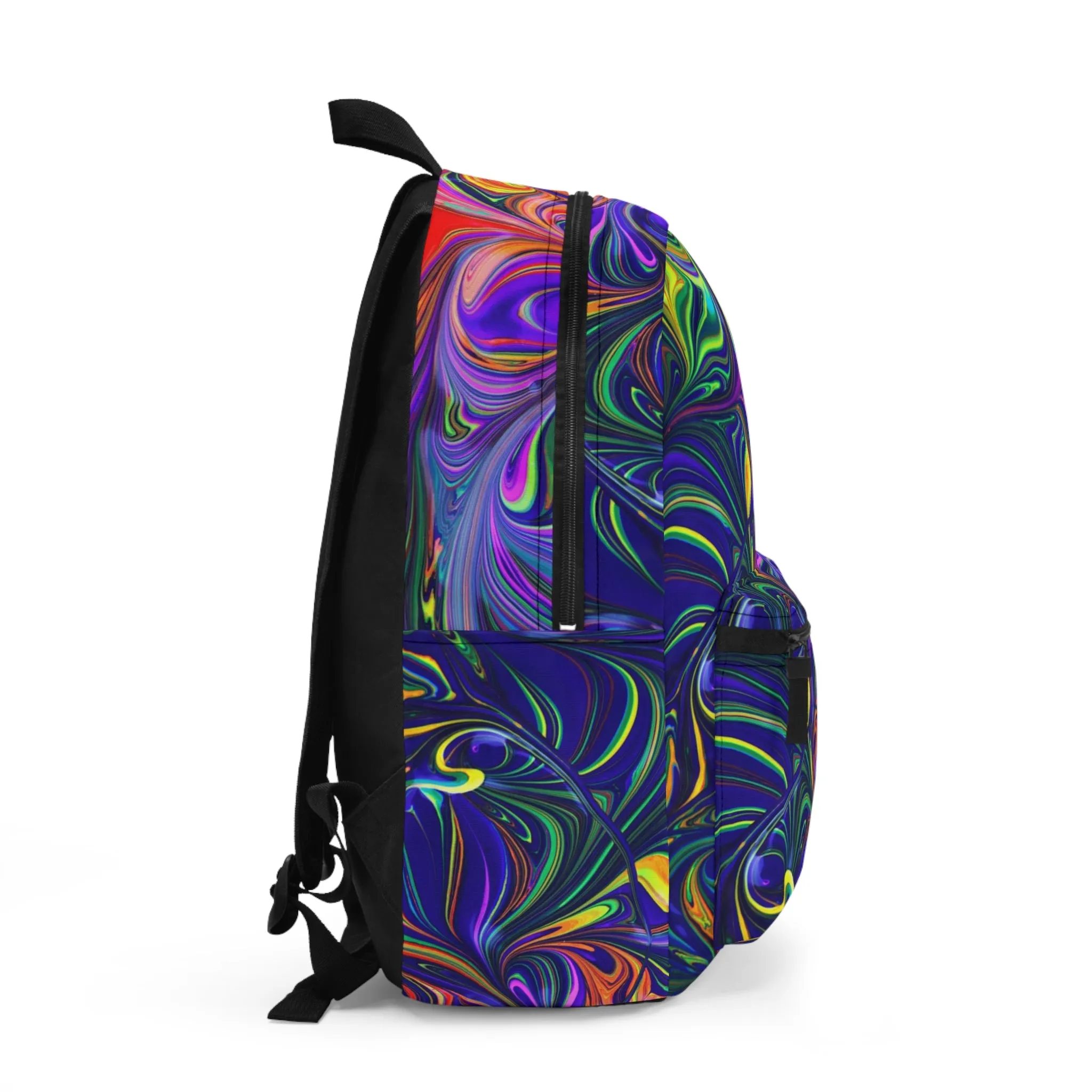 Rainbow Abstract Swirl Print Lightweight Backpack