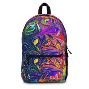 Rainbow Abstract Swirl Print Lightweight Backpack