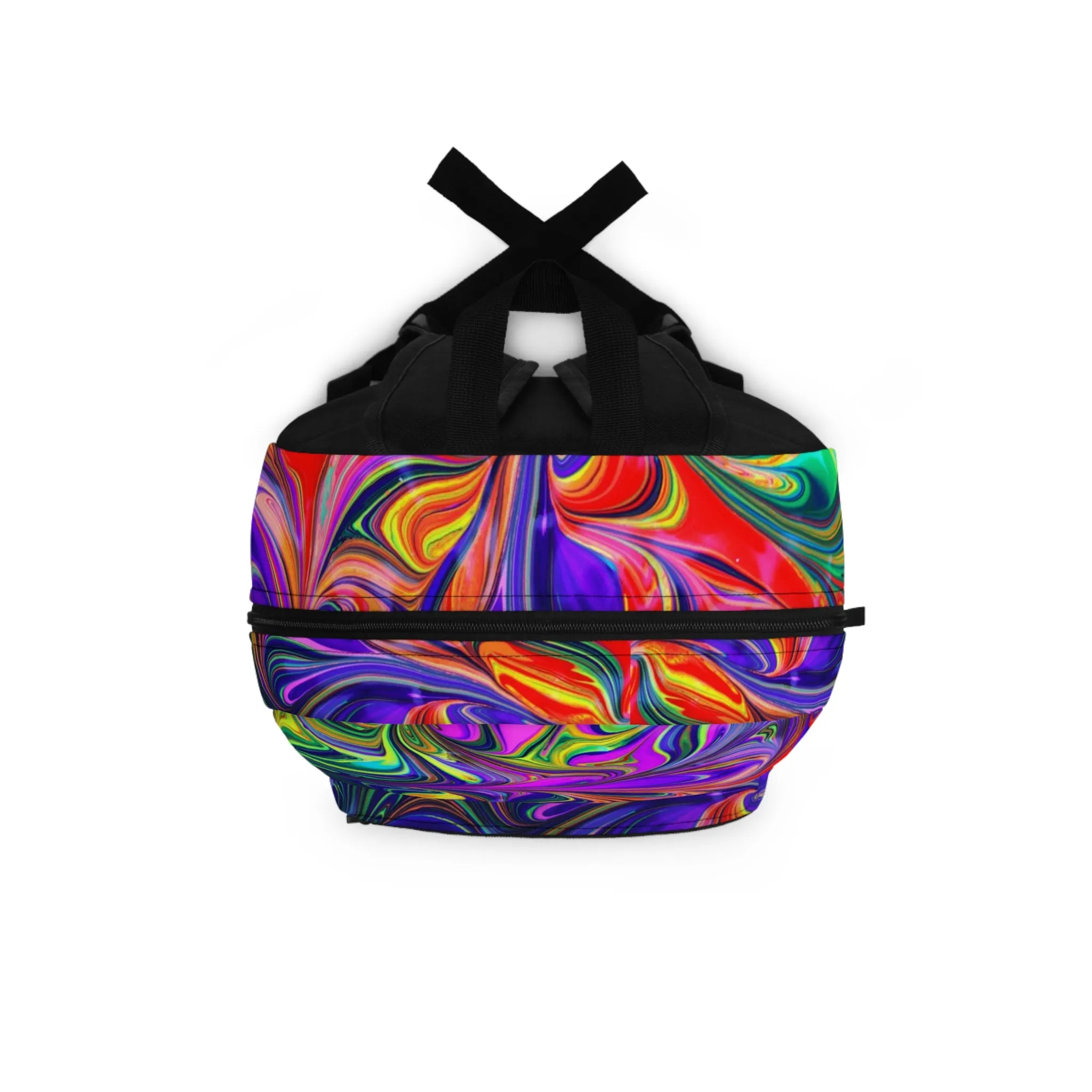 Rainbow Abstract Swirl Print Lightweight Backpack