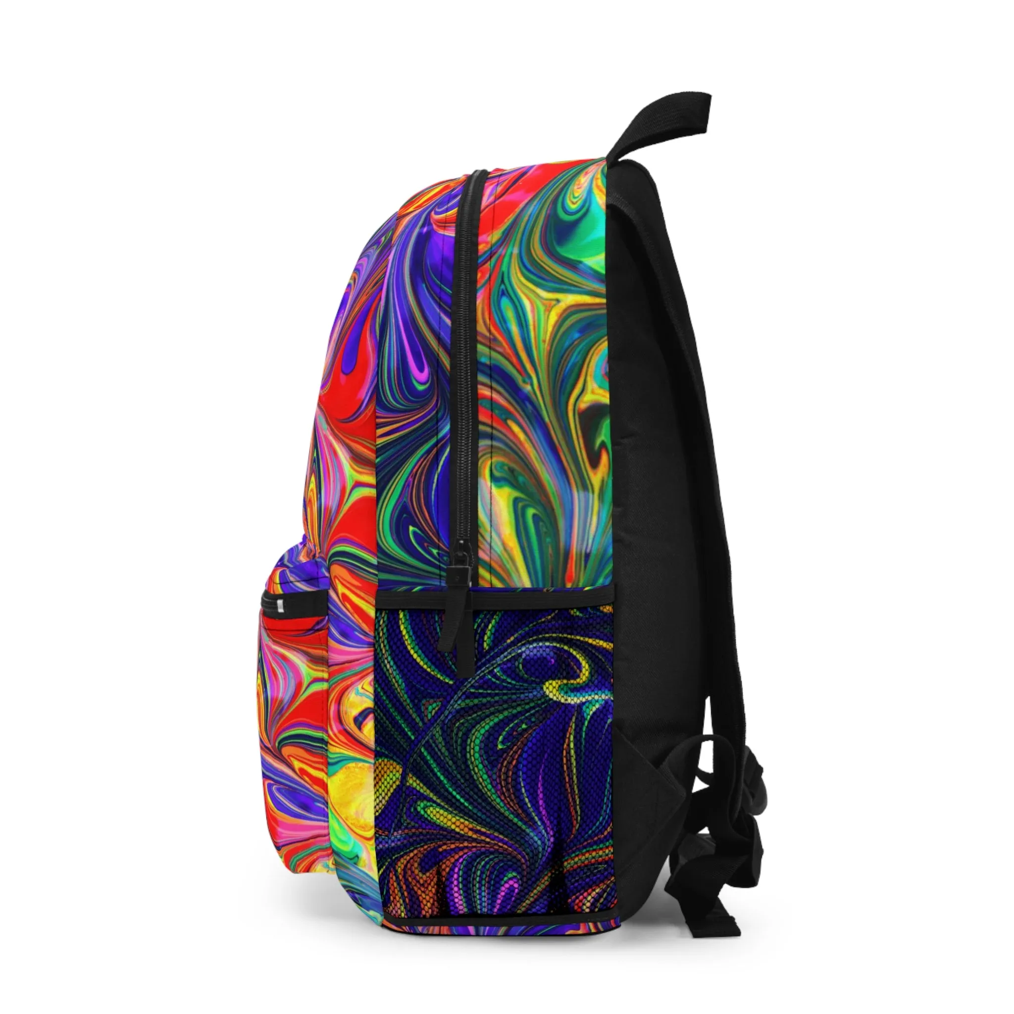 Rainbow Abstract Swirl Print Lightweight Backpack