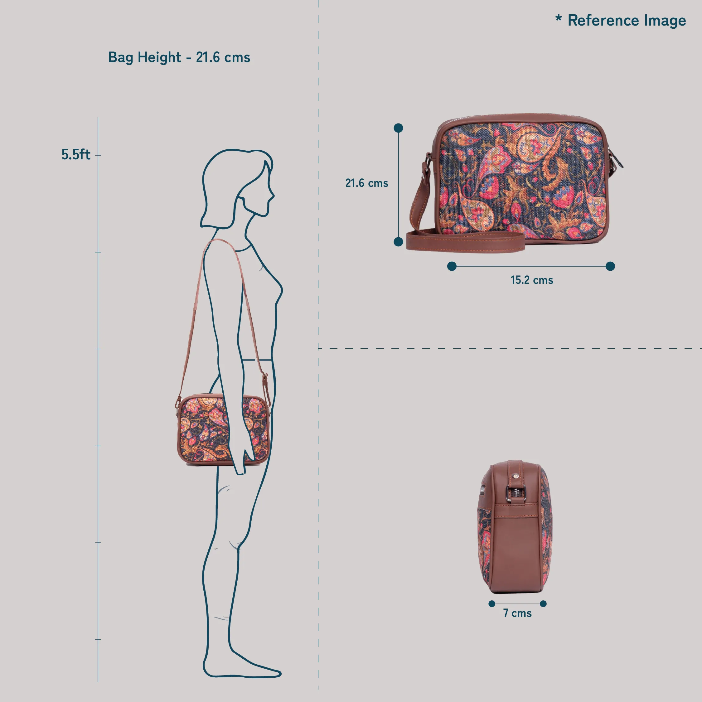 Royal Green Mogra Print Sling Bag