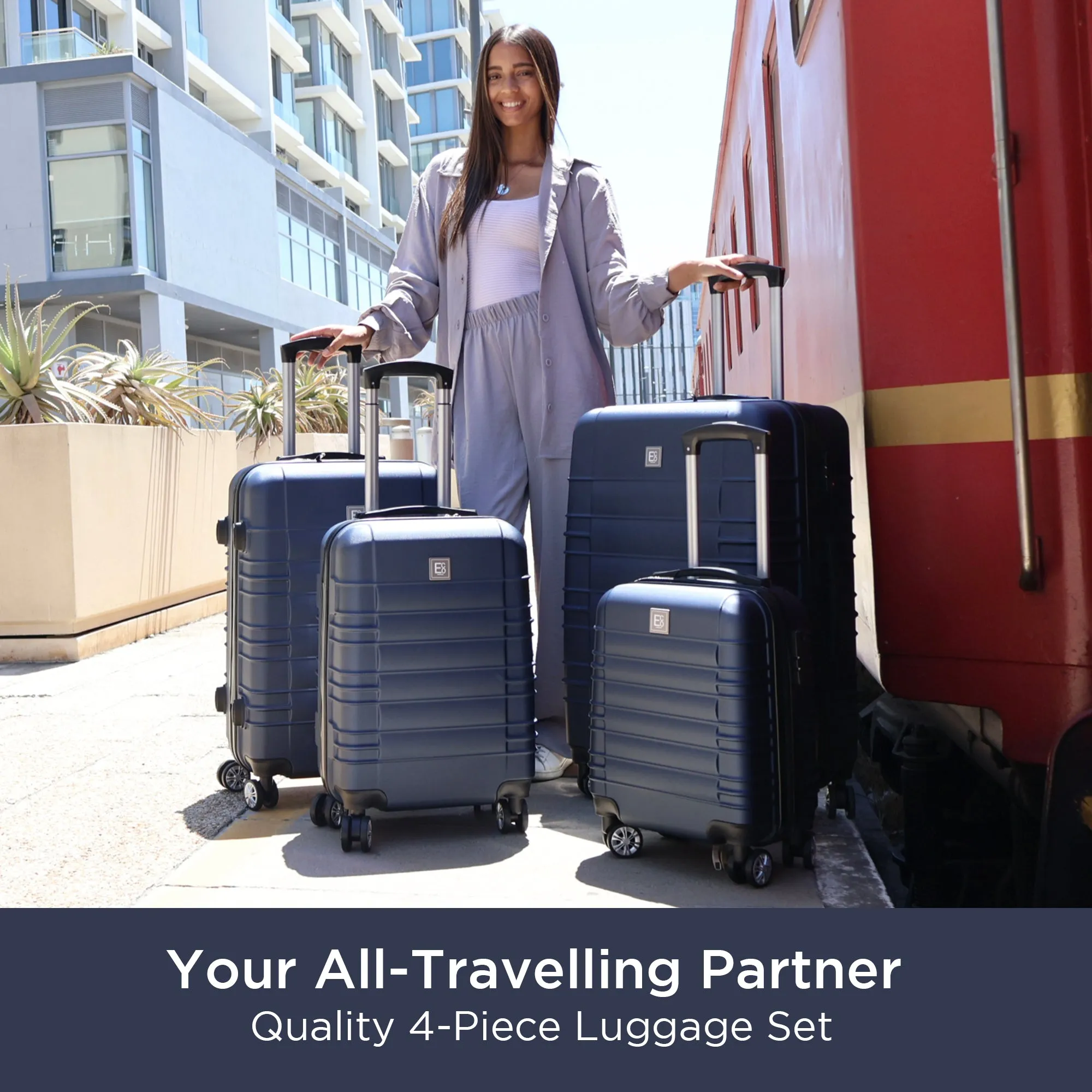 Santorini Premium Hardshell Luggage Set - 360 Spinner Wheels - 4 Pieces
